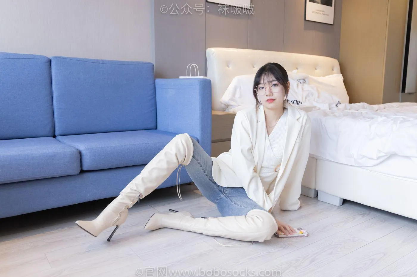 [BoBoSocks袜啵啵]NO.050 小甜豆-高跟长靴、白棉袜 [175P]插图6